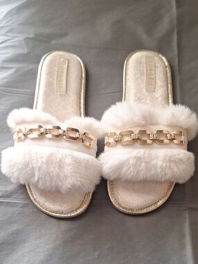 Torgeis Valentina Glam Faux Fur Slippers Womens Size 8